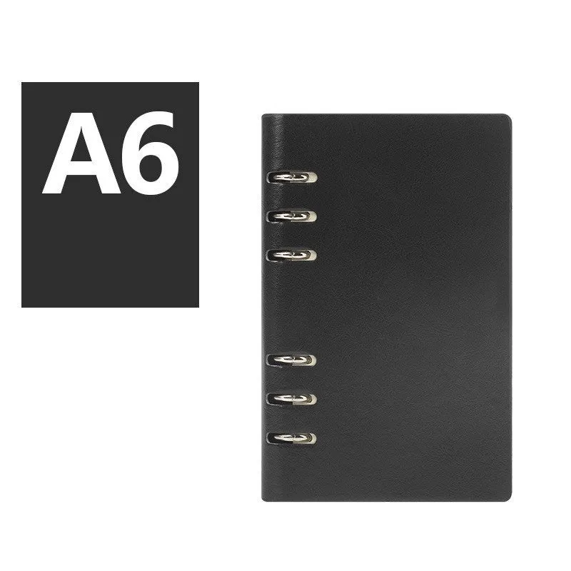 Imitation leather loose leaf notebook in black, blue, brown, red or seaweed green colours