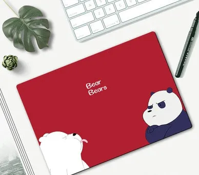 Small cartoon girl design mouse pad with wind-shaped edges on a desk