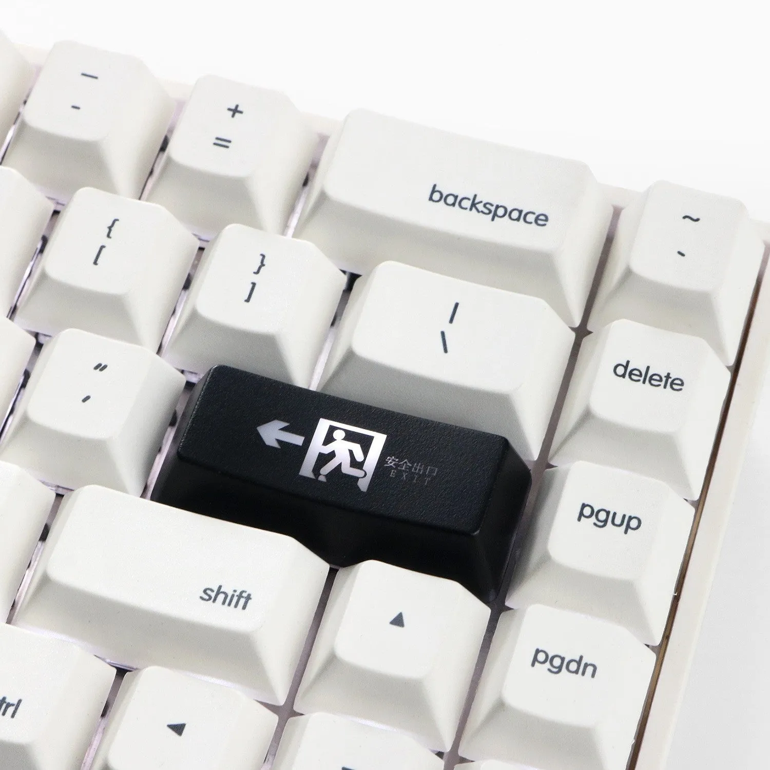 Clear emergency exit keyboard keycap for mechanical keyboards in red or black options