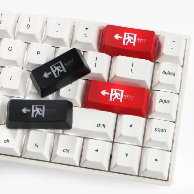 Clear emergency exit keyboard keycap for mechanical keyboards in red or black options