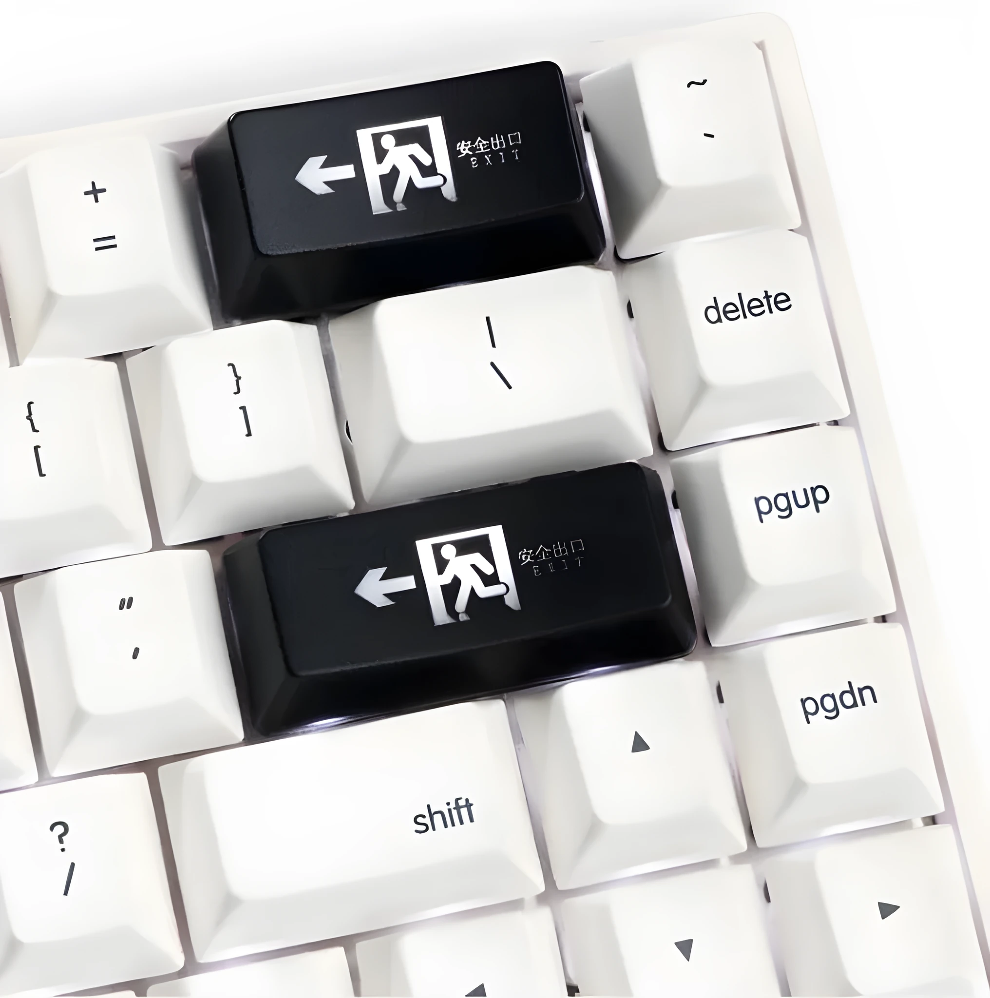 Clear emergency exit keyboard keycap for mechanical keyboards in red or black options