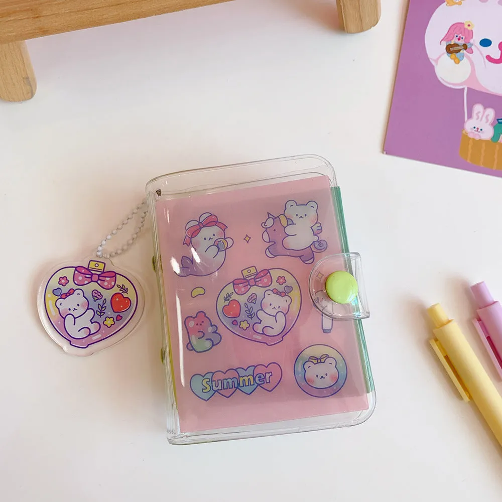 Japanese cute girl heart themed loose leaf refill pages with love bear, candy bear, star bunny and rainbow castle cartoon designs