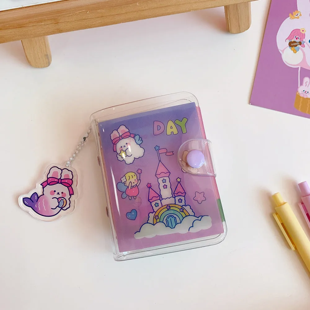 Japanese cute girl heart themed loose leaf refill pages with love bear, candy bear, star bunny and rainbow castle cartoon designs