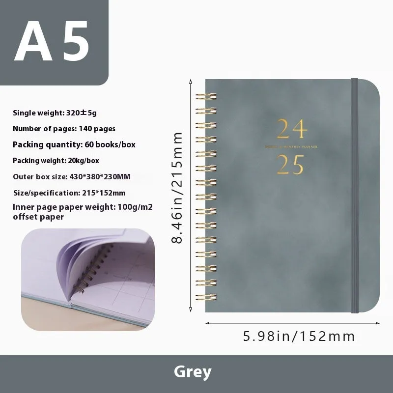 A5 size pu leather notebook with metal coil binding in multiple colour options for business gifts
