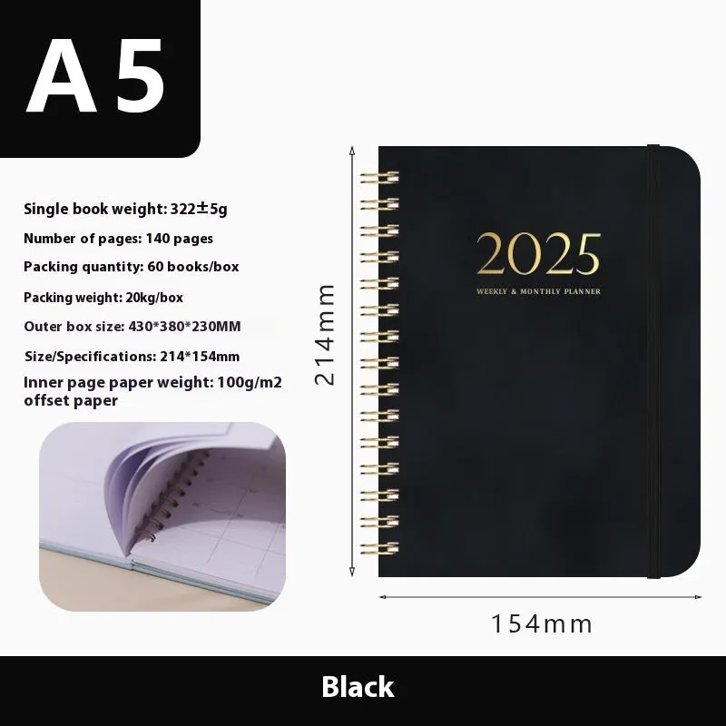 A5 size pu leather notebook with metal coil binding in multiple colour options for business gifts