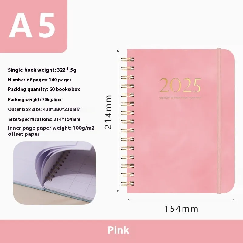 A5 size pu leather notebook with metal coil binding in multiple colour options for business gifts