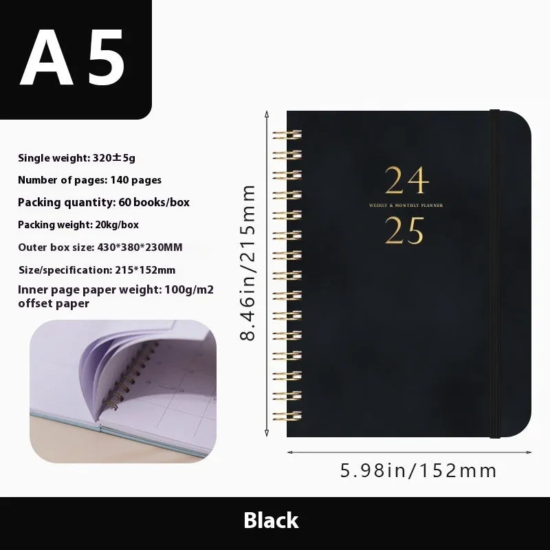 A5 size pu leather notebook with metal coil binding in multiple colour options for business gifts
