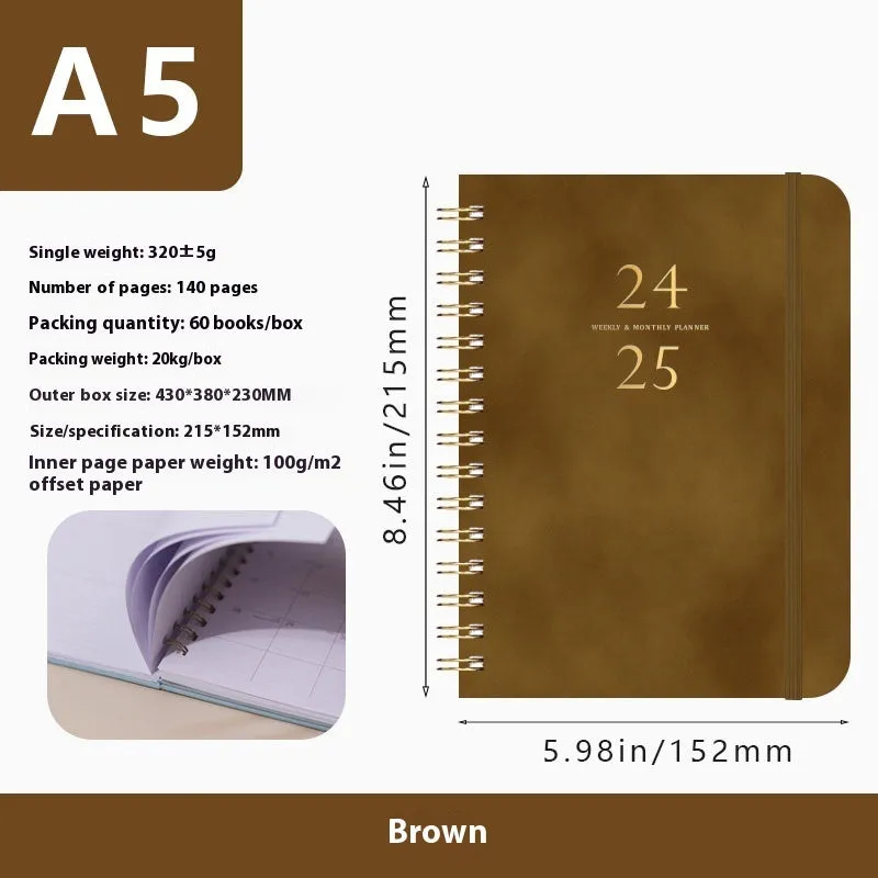 A5 size pu leather notebook with metal coil binding in multiple colour options for business gifts