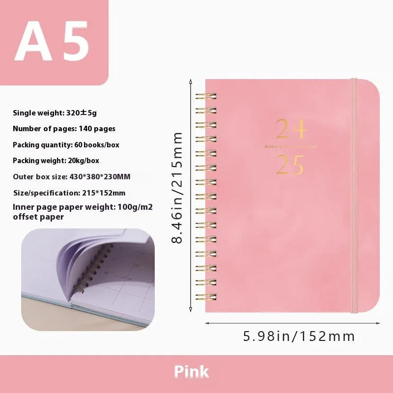 A5 size pu leather notebook with metal coil binding in multiple colour options for business gifts