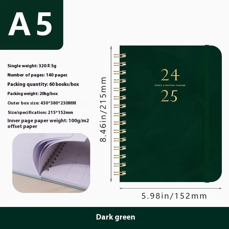 A5 size pu leather notebook with metal coil binding in multiple colour options for business gifts