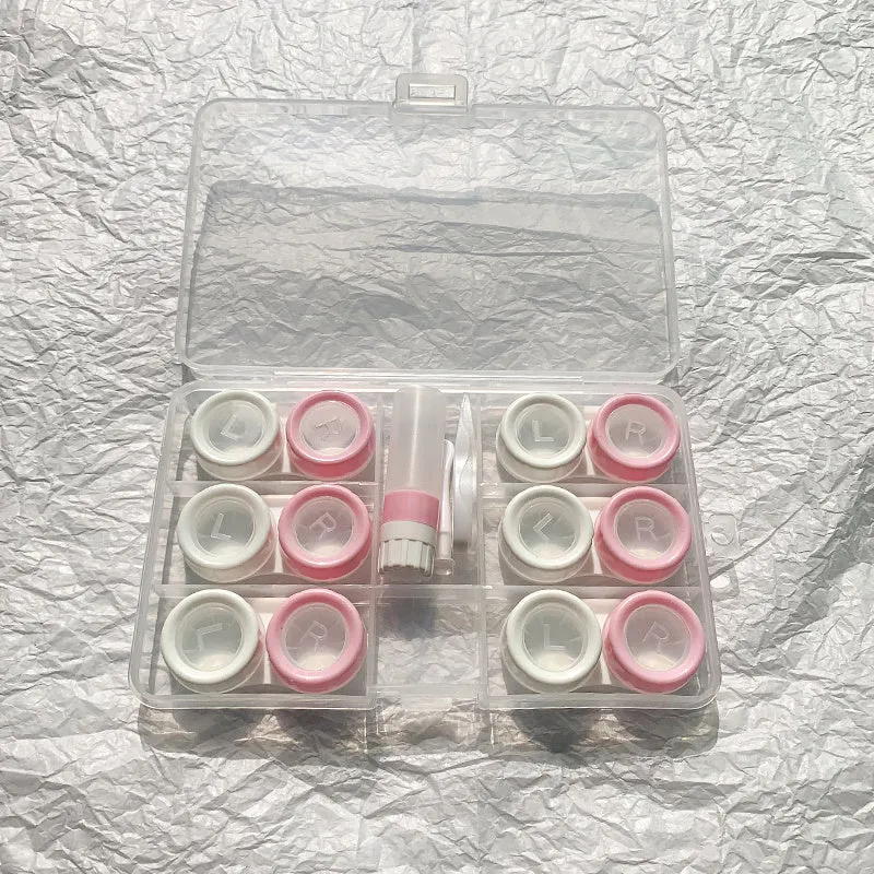 Rectangular contact lens case for women with multiple colour options and vibration cleaning function