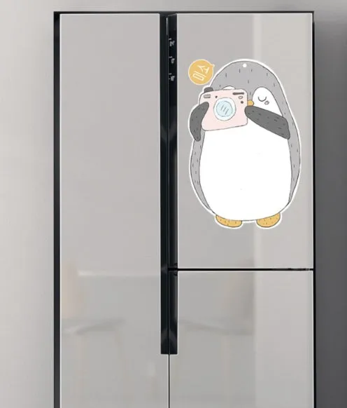 Nordic style penguin design refrigerator message board with soft magnet backing, 45cm wide by 30cm high