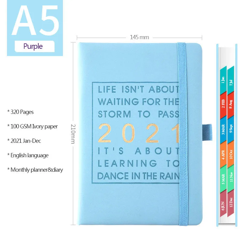 Self-discipline daily planner with imitation leather cover in multiple colour options