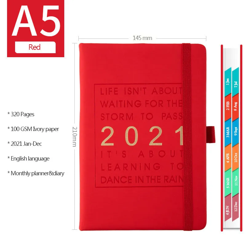 Self-discipline daily planner with imitation leather cover in multiple colour options