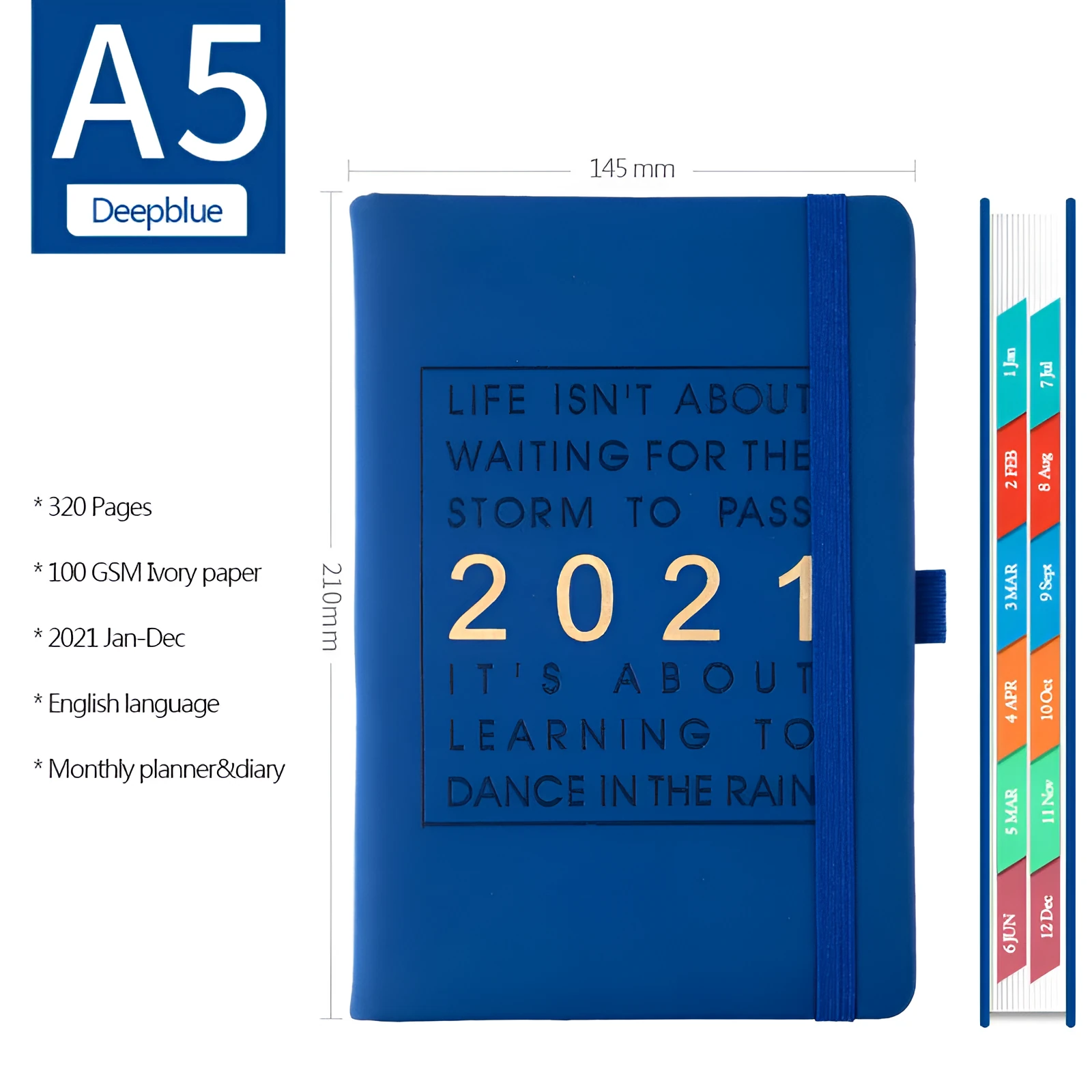 Self-discipline daily planner with imitation leather cover in multiple colour options