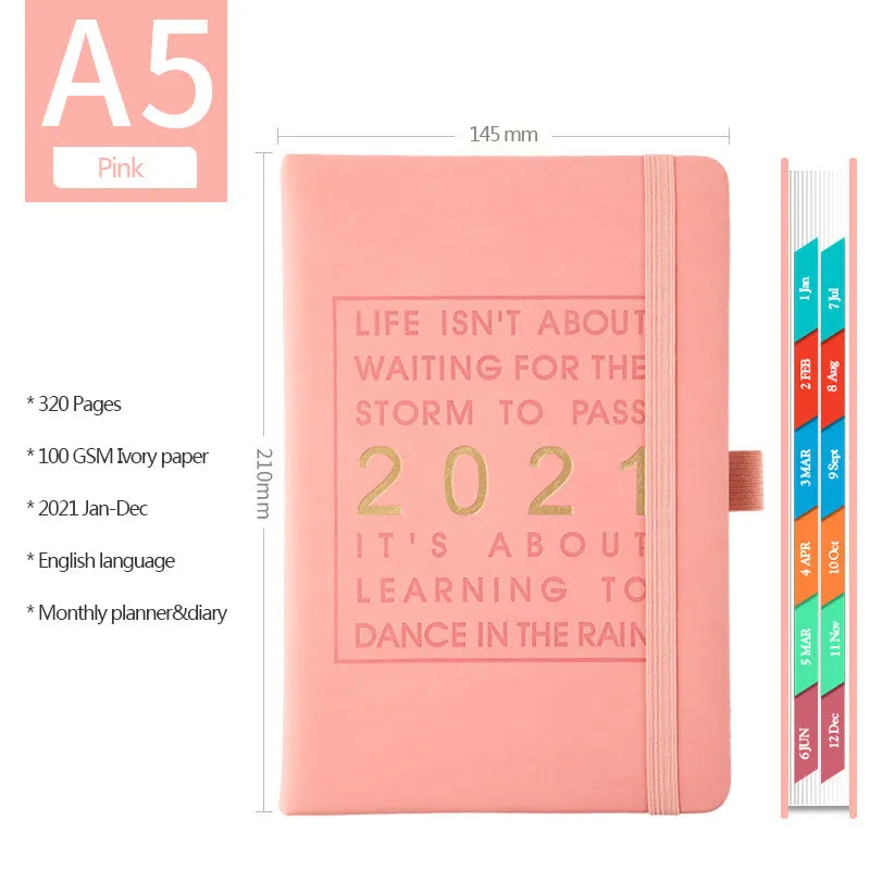 Self-discipline daily planner with imitation leather cover in multiple colour options