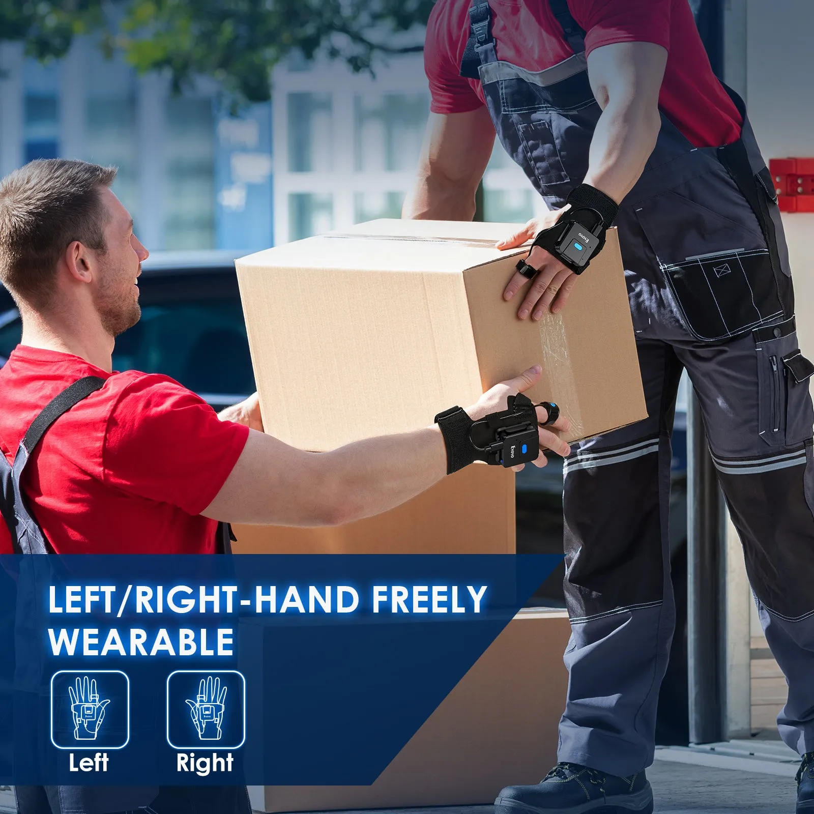 Portable wrist-mounted barcode scanner gloves with Bluetooth wireless connectivity