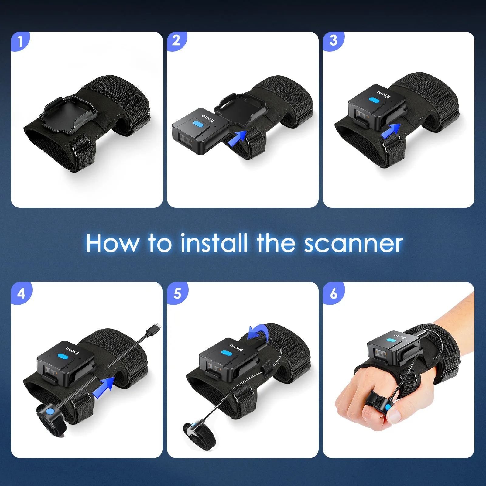 Portable wrist-mounted barcode scanner gloves with Bluetooth wireless connectivity