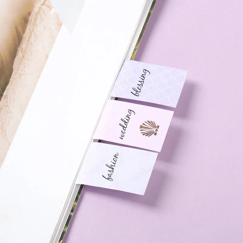 Purple Mermaid Series memo pads showing six different style books with self-adhesive pages
