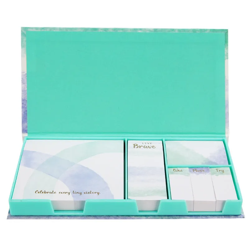 Purple Mermaid Series memo pads showing six different style books with self-adhesive pages