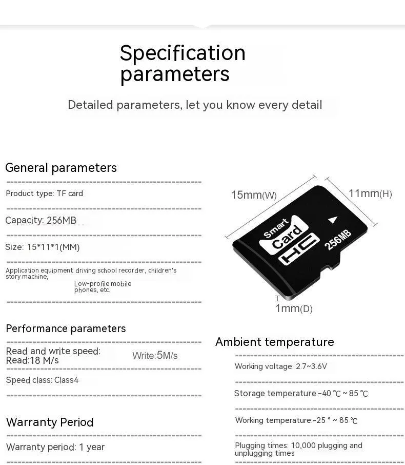 A single 256MB microSD TF memory card in its retail packaging.