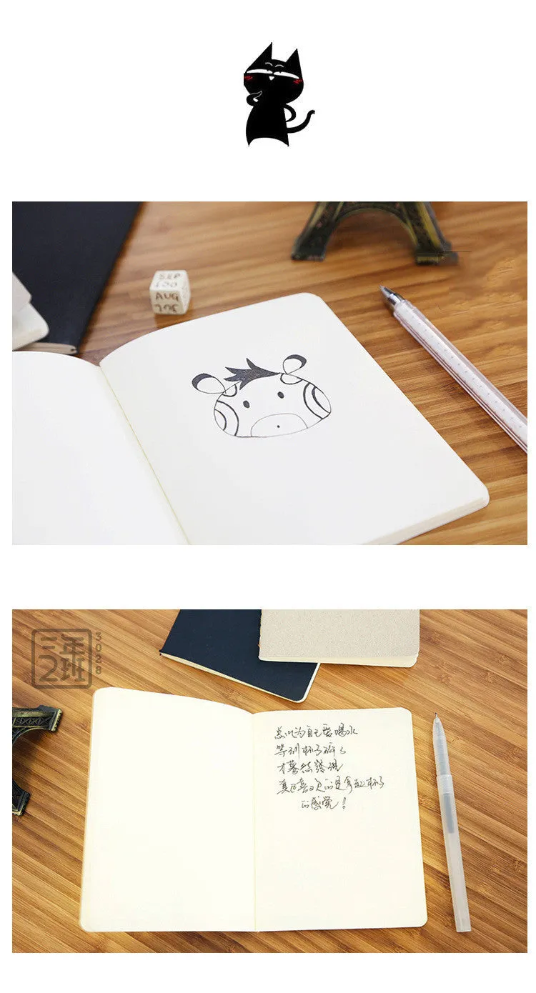 Retro graffiti sketchbook with blank pages in black, white, cowhide, or grey cover