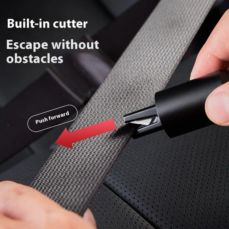 Aluminium alloy vehicle emergency window breaker tool in black, red, and silver colour options.