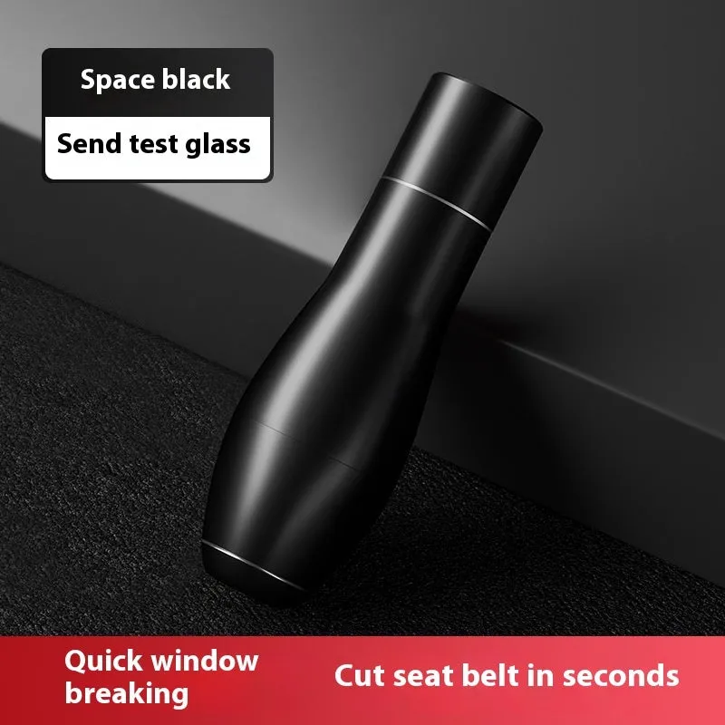 Aluminium alloy vehicle emergency window breaker tool in black, red, and silver colour options.